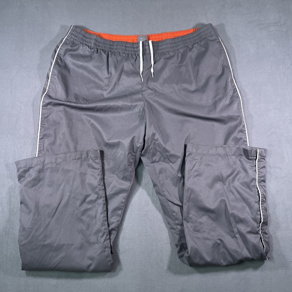 Y2K Nike Track Pants Womens XL Gray Orange Silver Tag Leg Zip